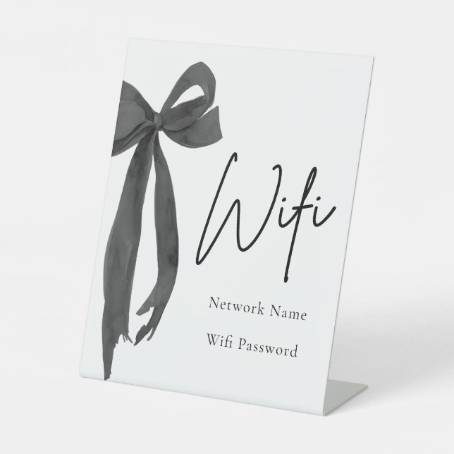 Panneau Wifi élégant moderne noir à nœud papillon  (Recto)