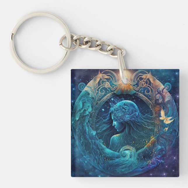 Panneau Zodiaque Aquarius Design aquarelle (Devant)