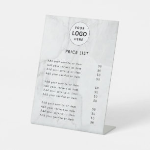 Panneaux de liste de prix élégants Monogramme pour