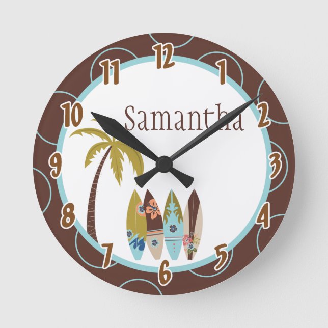 Panneaux de Surf de surfeur Hawaiian Horloge perso (Recto)