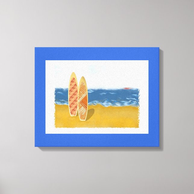 Panneaux De surf Sur La Plage Toile Enveloppée Art (Recto)