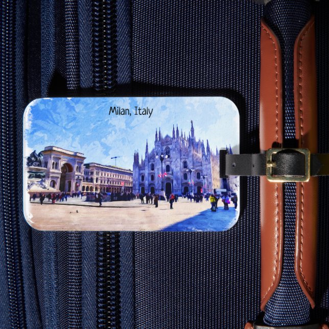 Panorama-Aussicht auf die Kathedrale Mailand Itali Gepäckanhänger (Vorderseite Insitu 4)