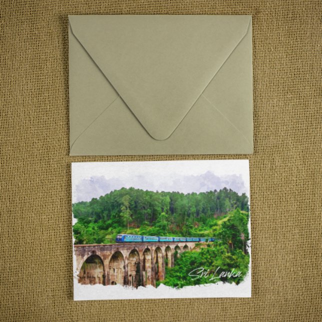 Panorama-Aussicht auf Sri Lanka Postkarte (sri lanka train panorama view postcard)