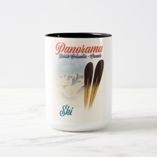 Panorama British Columbia Kanada Ski-Poster Zweifarbige Tasse