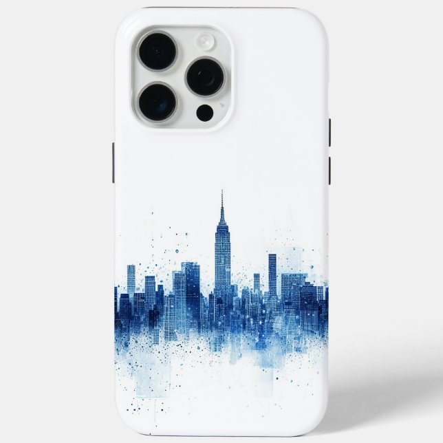 Panorama der blauen Großstadtarchitektur Case-Mate iPhone Hülle (Rückseite)