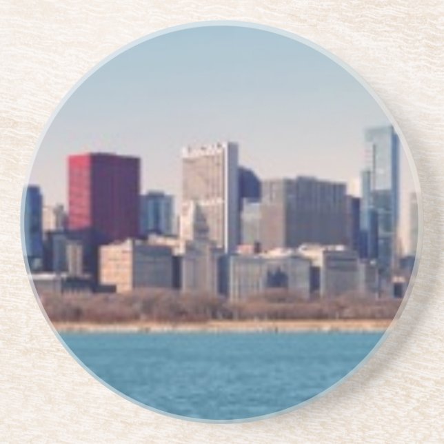 Panorama der Chicago-Skyline Sandstein Untersetzer (Vorne)