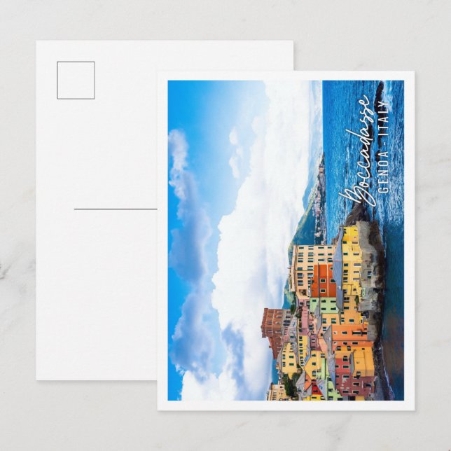 Panorama der Marina Boccadasse in Genua Italien Postkarte (Vorne/Hinten)