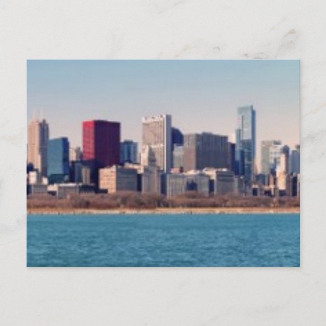 Panorama der Skyline von Chicago Postkarte (Vorderseite)