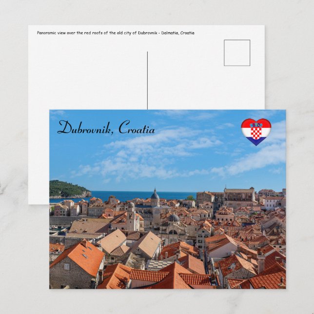 Panorama der Stadt Dubrovnik - Kroatien Postkarte (Vorne/Hinten)