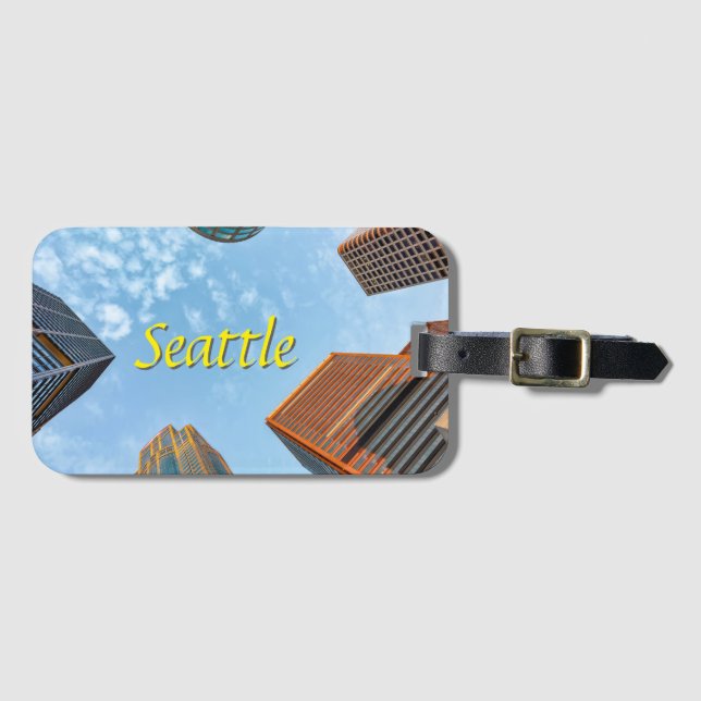 Panorama der Stadt Seattle Gepäckanhänger (Vorderseite (Horizontal))