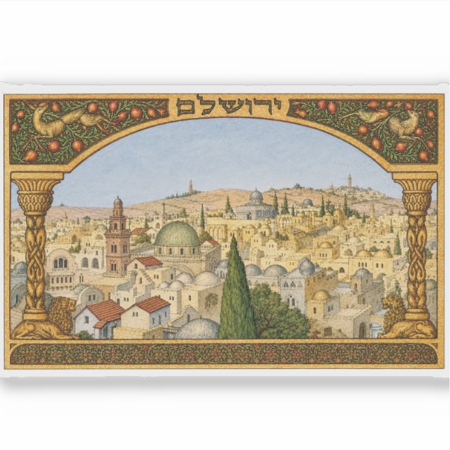 Panorama des alten Jerusalem Aufkleber (Vorderseite)