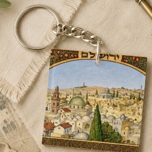 Panorama des alten Jerusalem Schlüsselanhänger