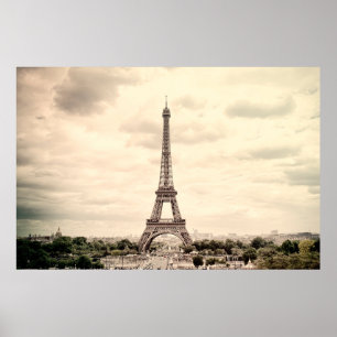 Panorama Eiffelturm in Paris. Frankreich. Vintag v Poster