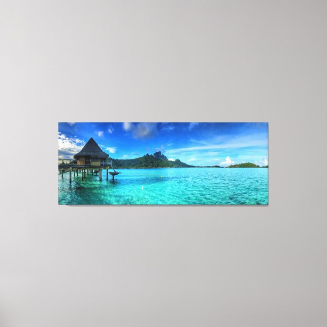 Panorama eines Bungalows in Bora-Bora Leinwanddruck (Vorderseite)