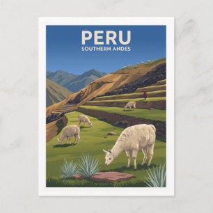 Panorama eines Lamas in den peruanischen Anden Are Postkarte