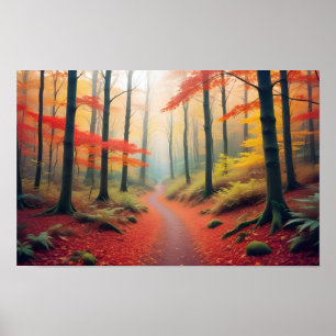 Panorama Landschaft Herbstwald Natur ruhig Poster