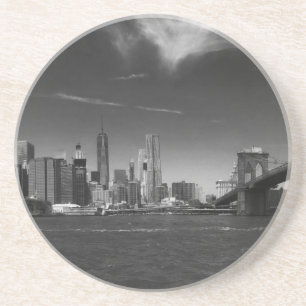 Panorama-Schwarz-weiß Brooklyn Getränkeuntersetzer