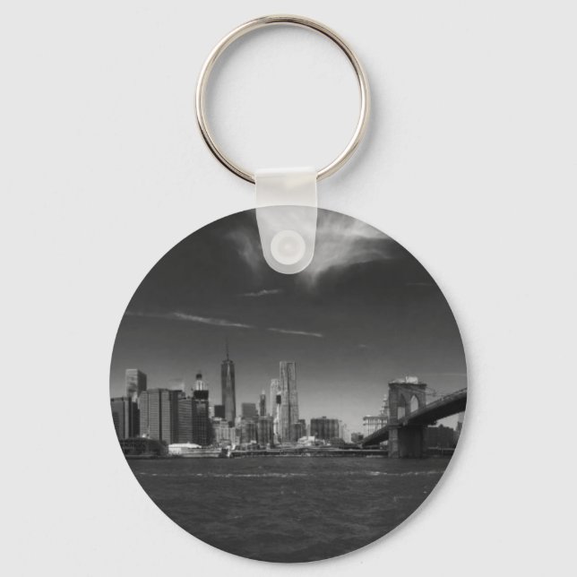 Panorama-Schwarz-weiß Brooklyn Schlüsselanhänger (Vorderseite)