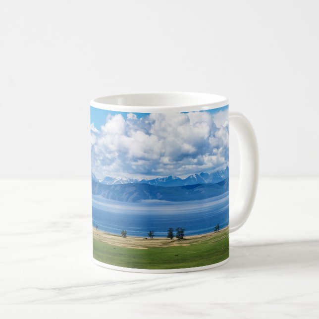 Panorama Vista von Mongolischen See und Berge Kaffeetasse (VorderseiteRechts)