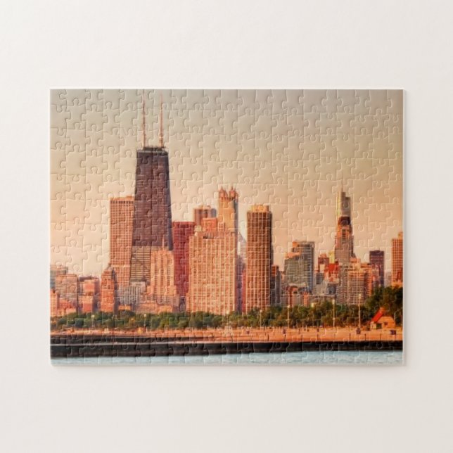 Panorama von Chicago-Skylinen am Sonnenaufgang (Horizontal)