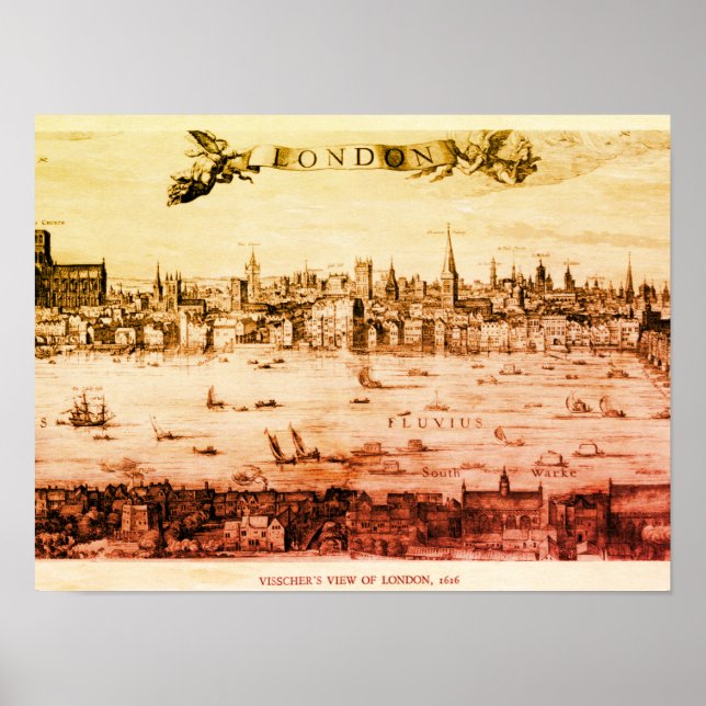 Panorama von London im Jahr 1616 Poster (Vorne)