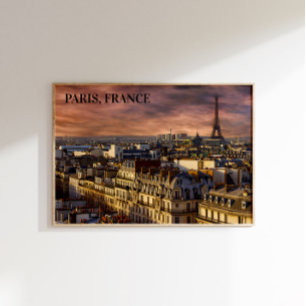 Panorama von Paris Frankreich Eiffelturm Rosa Himm Poster
