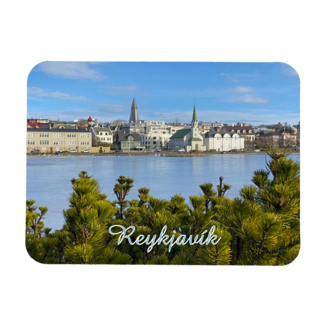 Panorama von Reykjavik Magnet (Horizontal)