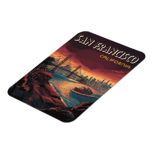 Panorama von San Francisco mit Golden Gate Bridge Magnet