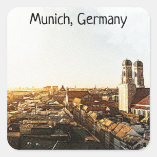 Panoramaansicht München Quadratischer Aufkleber