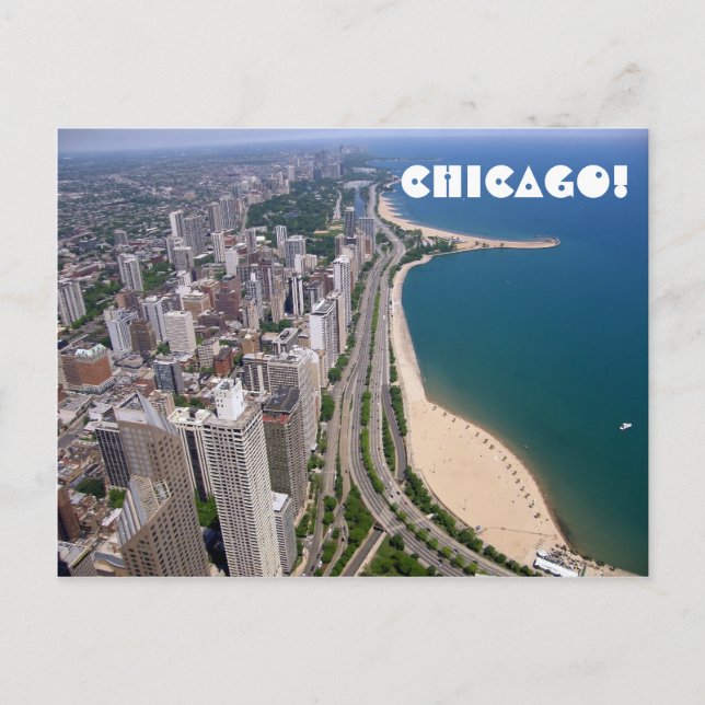 Panoramaaussicht auf Chicago Postkarte (Vorderseite)