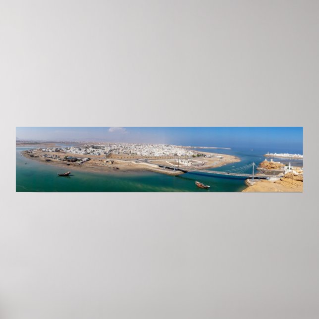 Panoramaaussicht auf den Hafen von Sur - Oman Poster (Vorne)