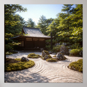 Panoramaaussicht auf den Zen-Garten und traditione Poster
