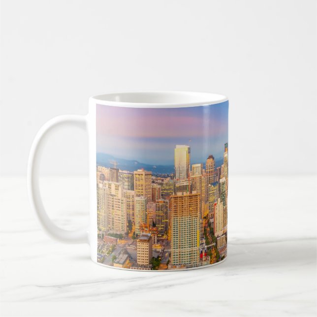 Panoramaaussicht Downtown Seattle Skyline Kaffeetasse (Links)