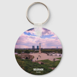 Panoramablick auf Belgrad von Kalemegdan Schlüsselanhänger