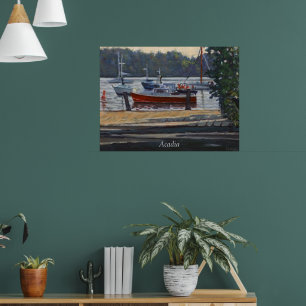 Panoramablick auf Boote im Acadia National Park Ma Poster