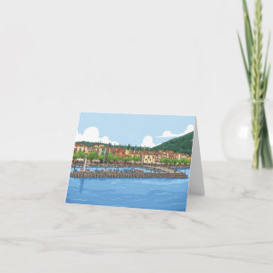 Panoramablick auf den Hafen von Gardasee auf Grußk Karte