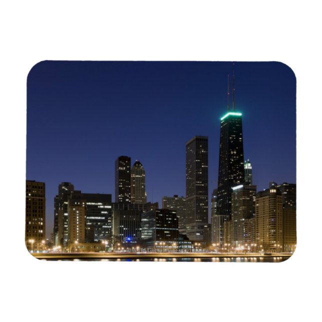 Panoramablick auf den See von Chicago bei Dämmerun Magnet (Horizontal)