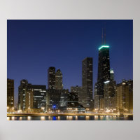 Panoramablick auf den See von Chicago bei Dämmerun