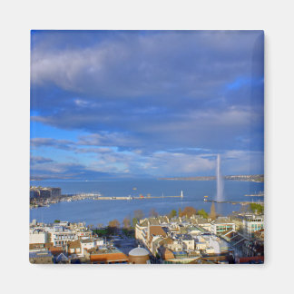 Panoramablick auf den Wasserstrahl von Genf Magnet