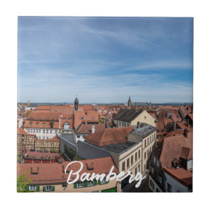 Panoramablick auf die Altstadt von oben in Bamberg Fliese