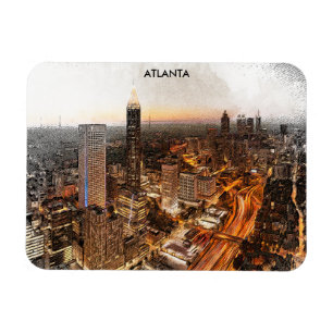Panoramablick auf die Skyline von Atlanta Georgia Magnet