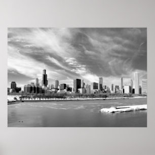 Panoramablick auf die Skyline von Chicago im Winte Poster
