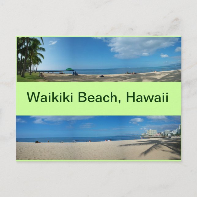 Panoramablick auf Waikiki Beach Hawaii Postkarte (Vorderseite)