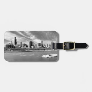 Panoramablick von Chicago-Skylinen im Winter Gepäckanhänger
