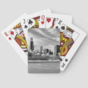 Panoramablick von Chicago-Skylinen im Winter Spielkarten