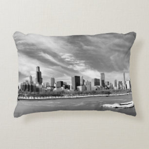 Panoramablick von Chicago-Skylinen im Winter Zierkissen