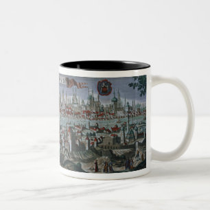 Panoramablick von Konstantinopele, spät 18. centu Zweifarbige Tasse