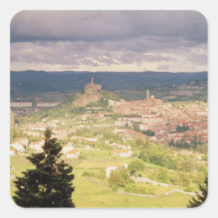 Panoramablick von Le-Puy-en-Velay Quadratischer Aufkleber