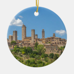 Panoramablick von San Gimignano Toskana Italien Keramik Ornament