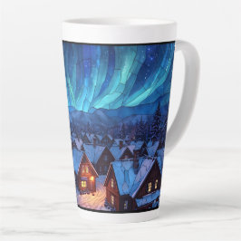 Panoramabuntglas-Dorf im Winter Milchtasse